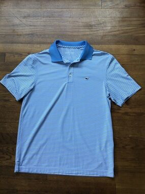 Vineyard Vines Light Blue and White Stripe Polo